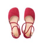 Red ballet flats with thin straps, top view