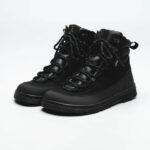 Black leather barefoot ankle boots, product photo