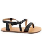 Black barefoot sandals with ankle strap, product photo
