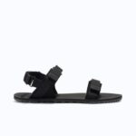 Black barefoot sandals with Velcro straps, product photo