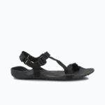 Black minimalist barefoot sandals, product photo